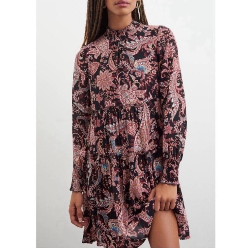 Anthropologie Cady Paisley Smock Tiered Tunic Dress